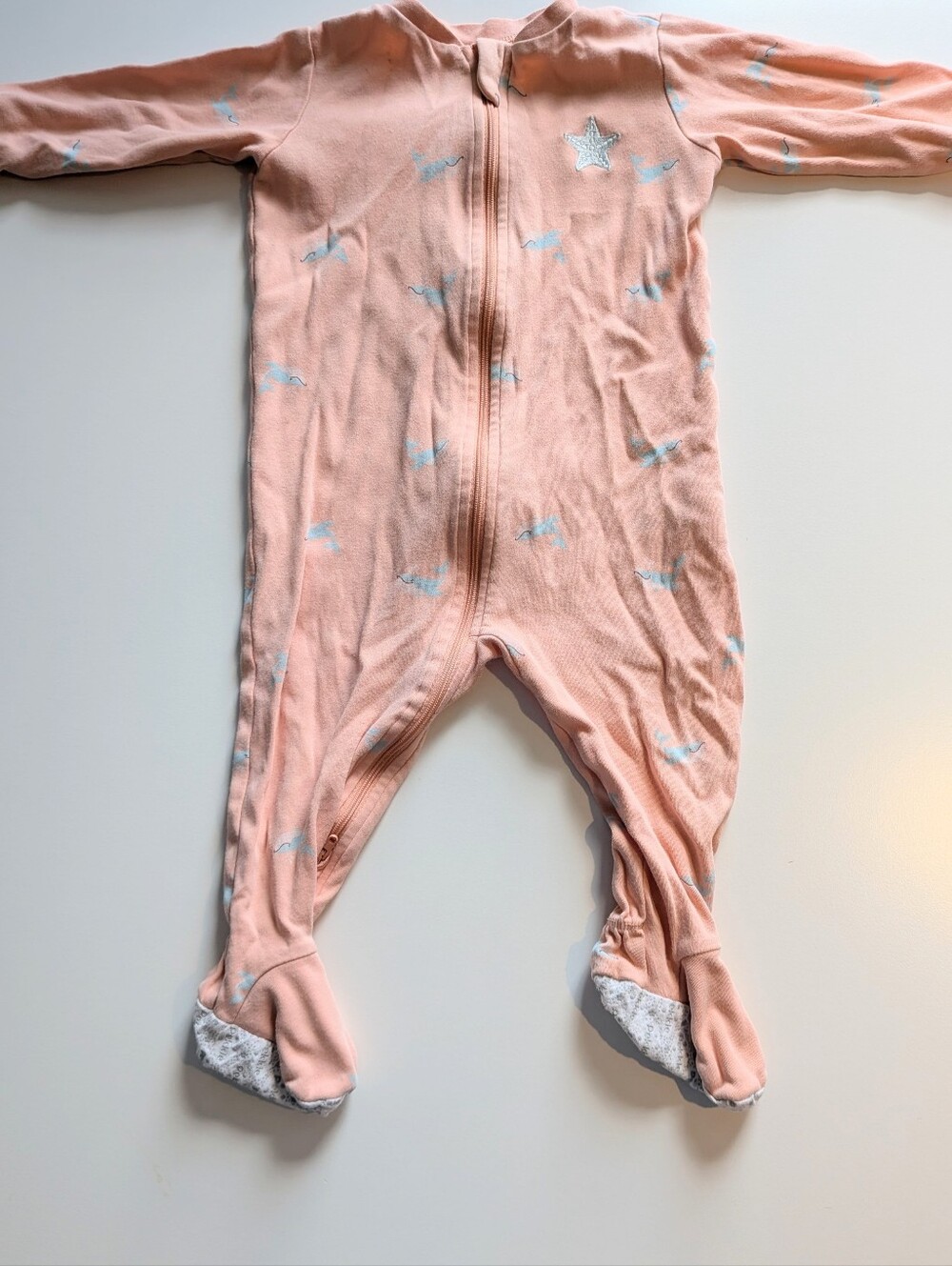 5 For 25$ PEKKLE - Unbranded Peach Baby Footed One-Piece with Star Detail